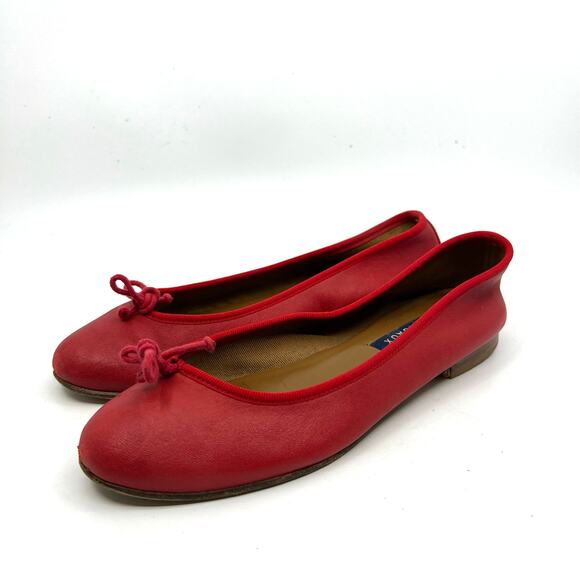 Margaux The Demi Scarlet Red Nappa Leather Ballet Flats Women's 7 US - Picture 1 of 9
